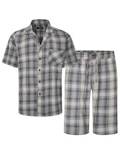 Bigdude gewebtes kariertes Pyjama-Set Anthrazit